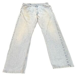 Levis 505 Jeans Mens 36x30 Blue Denim orange Tab Straight Leg Distressed Wash
